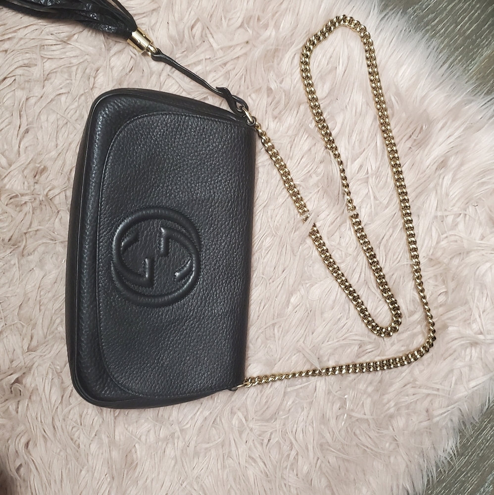 Gucci Black Leather Soho Tassle Shoulder Bag